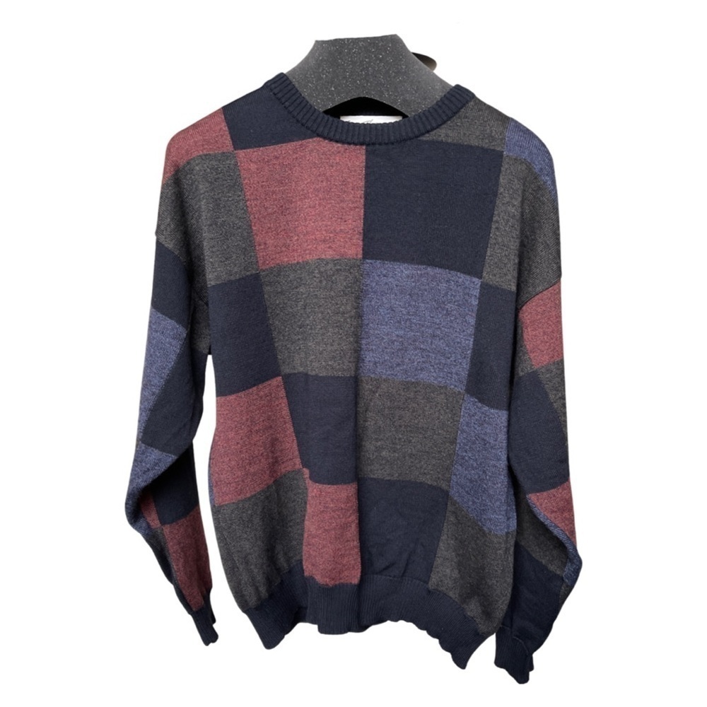 Vintage Norm Thompson Color Block Men’s Merino Wool Sweater | Size Large